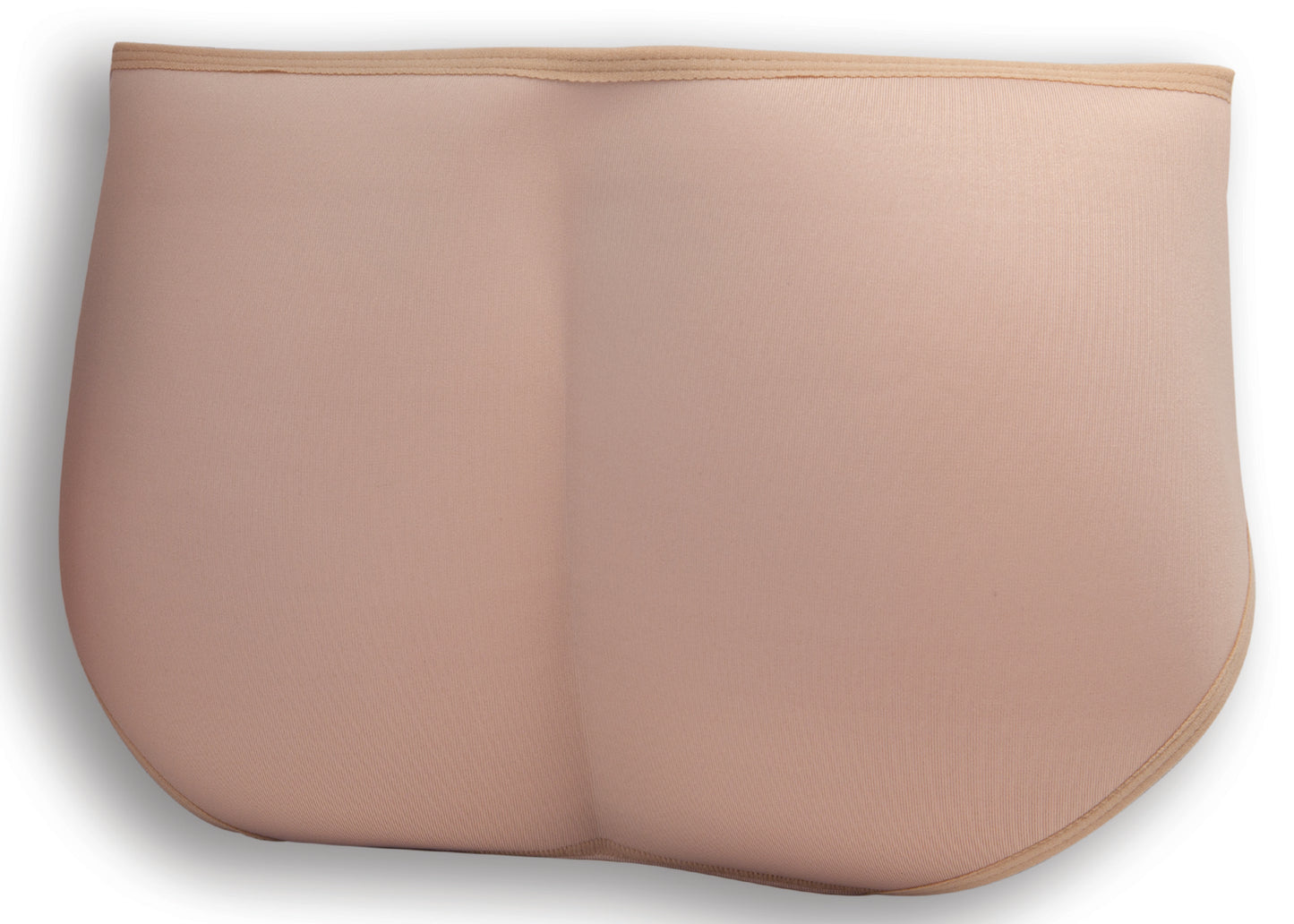 Close up shot of the nude buty panty, not on model. You can see how it has padding inside and a center seam for shaping.