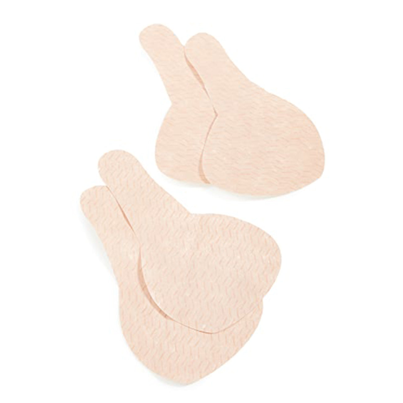 Product image of the Lift It Up Nude Bare Bra. Tapes lay flat to show the shape. One end is somewhat circular with a strip that extends from it. The exterior is soft.